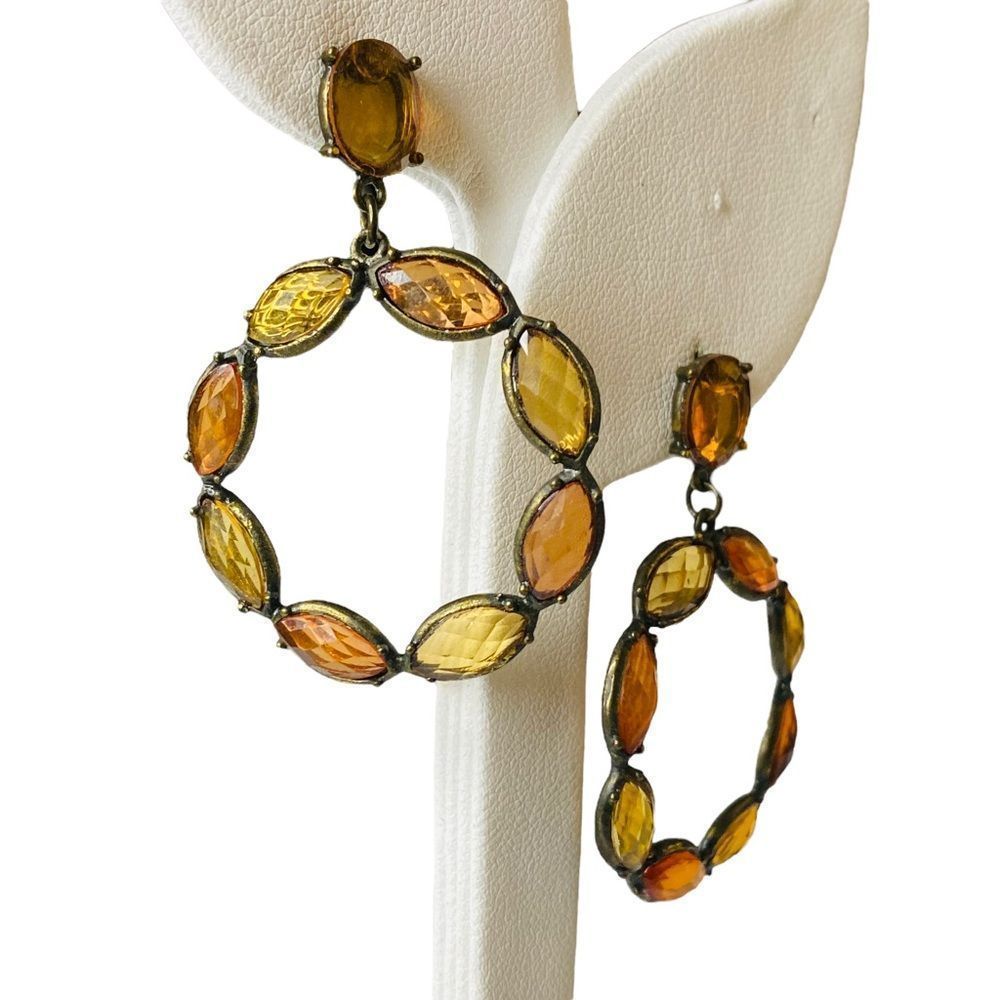 Multicolor Gemstone Round Drop Dangle Earrings - image 3